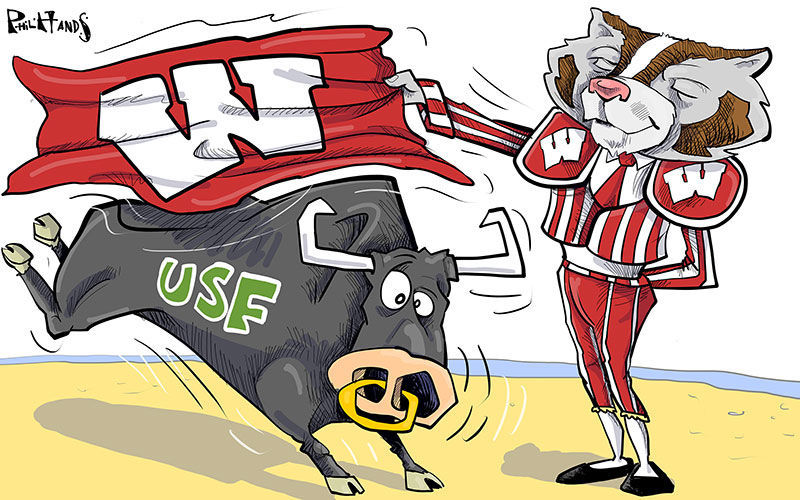 Bucky fights the University of South Florida Bulls